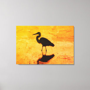 Heron Gold Sunset Canvas Print