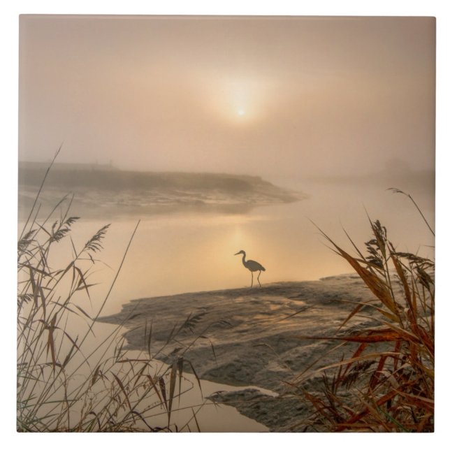 Heron Heaven - Landscape on the Lake Tile (Front)