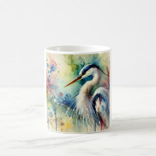 Heron in a serene landscape 061024AREF138 - Waterc Coffee Mug