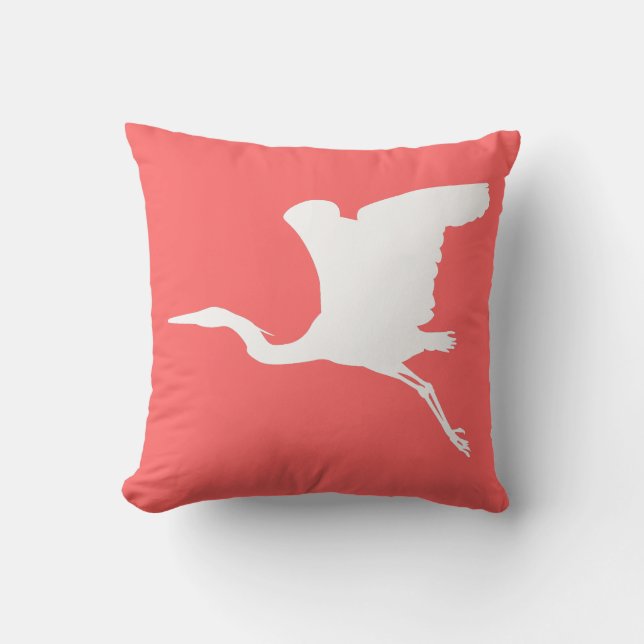 Heron in Flight Silhouette  Throw Pillow (Front)
