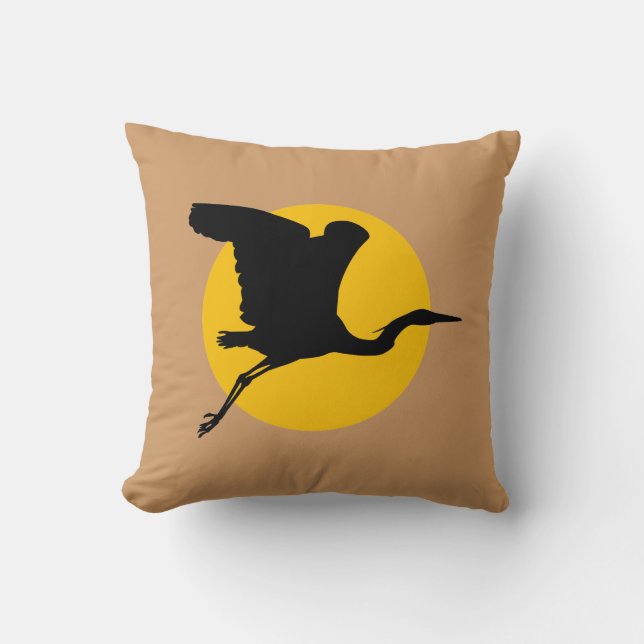 Heron in flight throw pillow (Front)