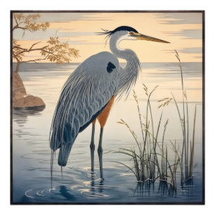 Heron in Lake Photo Print