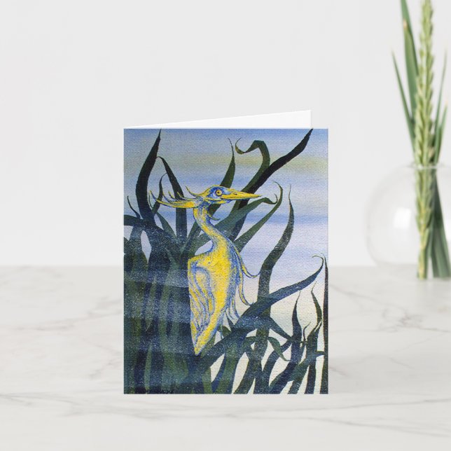 Heron in Reeds Note Card (Front)