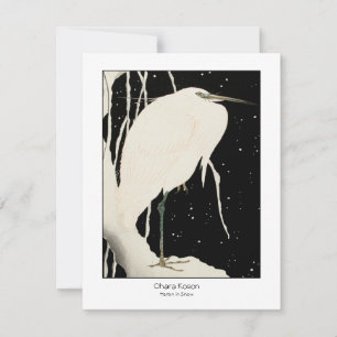 Heron in Snow - Ohara Koson + title - Art Card