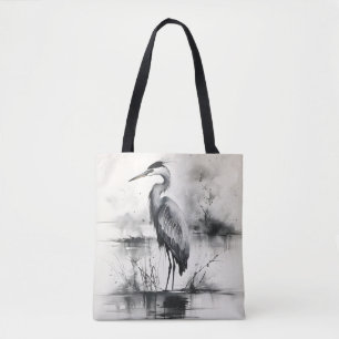 Heron Ink Painting Tote Bag