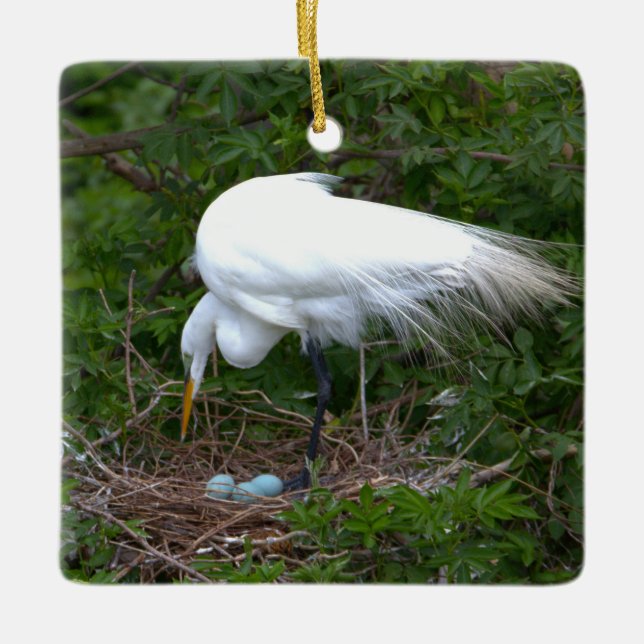 Heron Nest with Eggs Ornament  (Front)