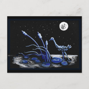 Heron on a moonlit night postcard