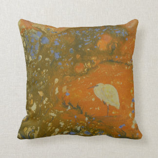 Heron on abstract background, unique, pretty throw pillow