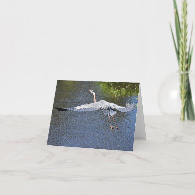 Heron Over The Water #4 - Blank Note Card (Front)