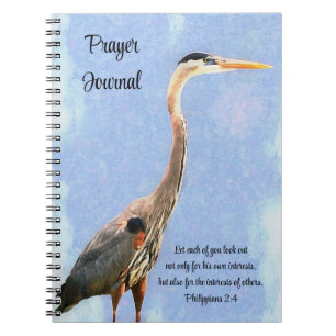 Heron Sea Bird Looking Out Bible Verse Faith Notebook