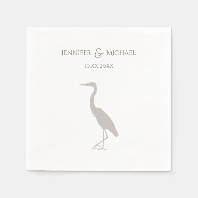heron silhouette rustic outdoorsy nature wedding napkin (Front)