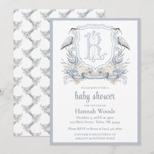 Heron Specialty Monogram Baby Shower Invitation