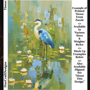Heron Staning Among Water Lilies EF1L Decoupage Tissue Paper
