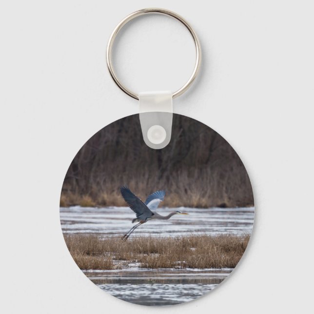 Heron Take Off Keychain (Front)