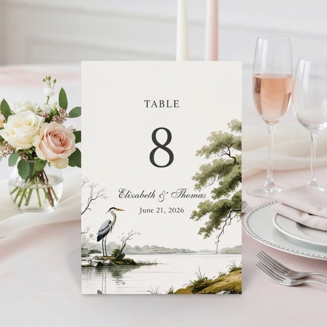 Heron Toile French Country Wedding Table Number (Creator Uploaded)