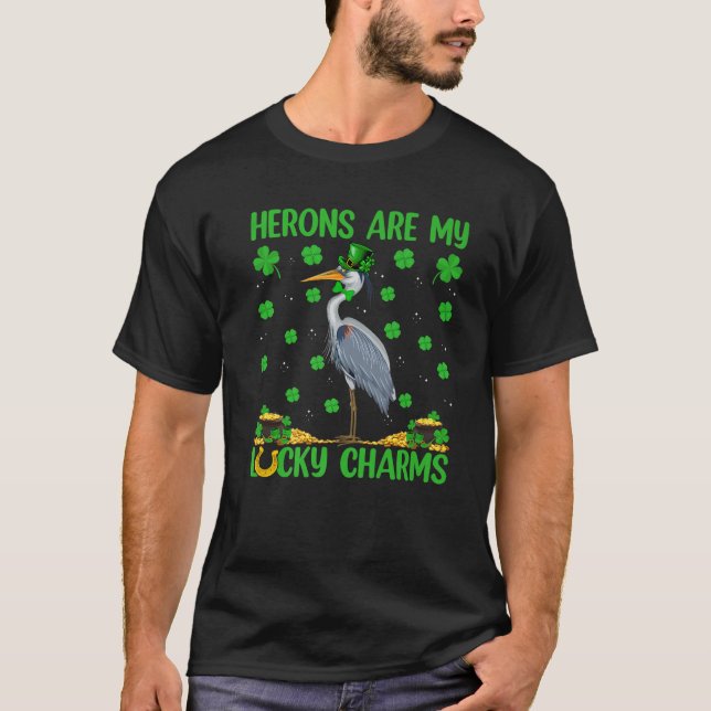 Herons Are My Lucky Charms Heron Bird St. Patrick' T-Shirt (Front)
