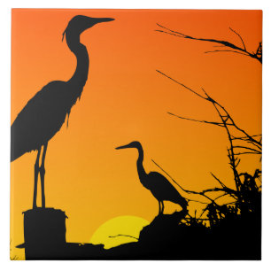 Herons at Sunset Tile