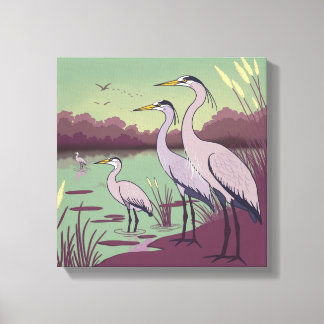 Herons by the Lake Canvas Print