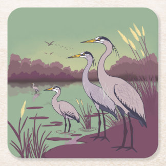 Herons by the Lake Square Paper Coaster