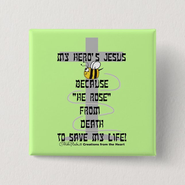 Hero's Jesus 2 Inch Square Button (Front)