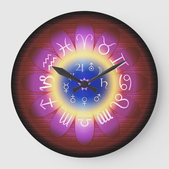 Héros rose Zodiac Astrologie Symboles Horloge mura (Recto)