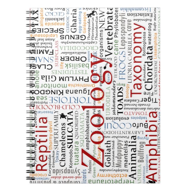 Herpetology in Typography Notebook (Front)