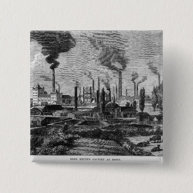 Herr Krupp's Factory in Essen, Germany 2 Inch Square Button (Front)