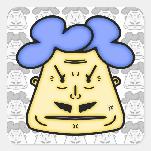 Herr Moustache cartoon face v2-1 Square Sticker (Front)