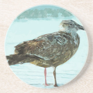 Herring Gull on the Beach Abstract Coaster