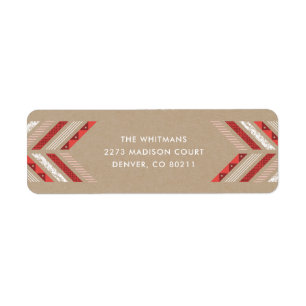 Herringbone Band Address Label - Crimson