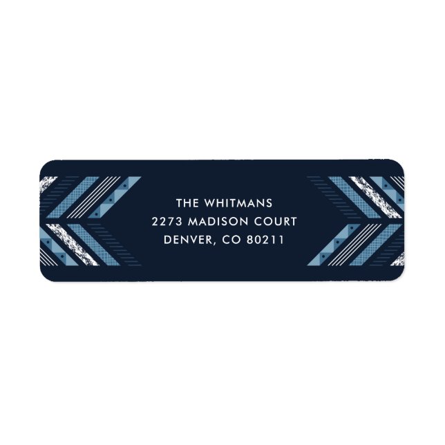 Herringbone Band Address Label - Denim (Front)