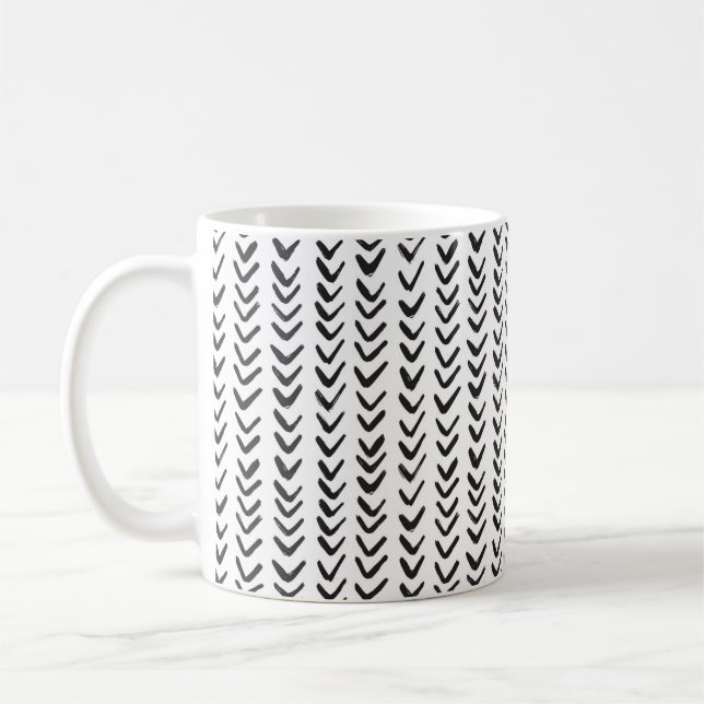 Herringbone Black & White Coffee Mug (Left)