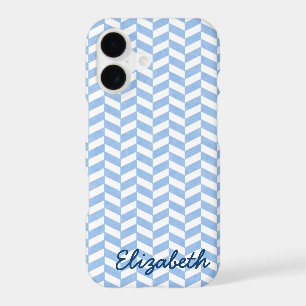 Herringbone Blue White Beach Colours Custom