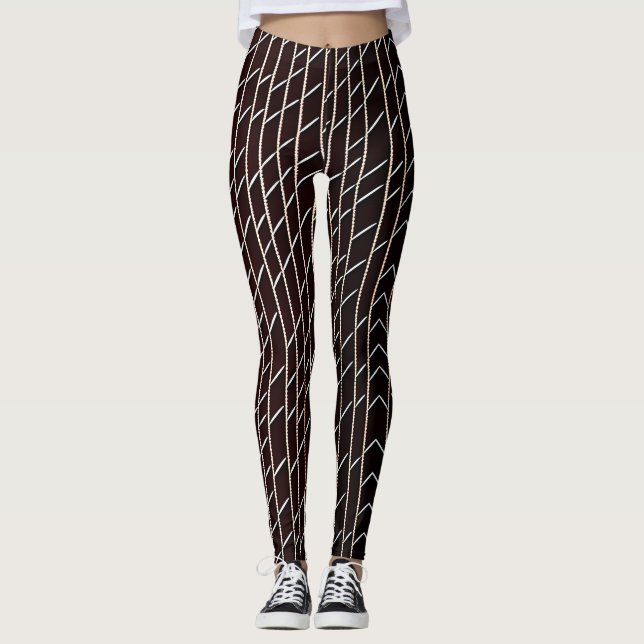Herringbone braided braid Beige Minimal Pattern Leggings (Front)