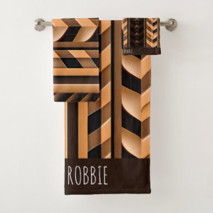 Herringbone braided braid Brown Modern Pattern Bath Towel Set