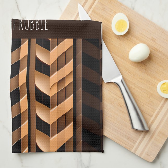 Herringbone braided braid Brown Modern Pattern Kitchen Towel (Quarter Fold)