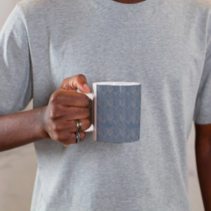 Herringbone Chevron Pattern Retro Blue Coffee Mug