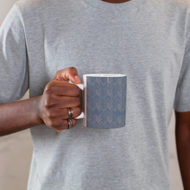 Herringbone Chevron Pattern Retro Blue Coffee Mug (Creator Uploaded)
