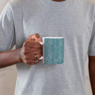 Herringbone Chevron Pattern Turquoise Coffee Mug