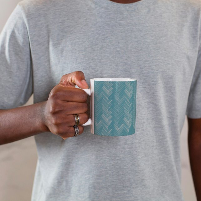 Herringbone Chevron Pattern Turquoise Coffee Mug (Creator Uploaded)