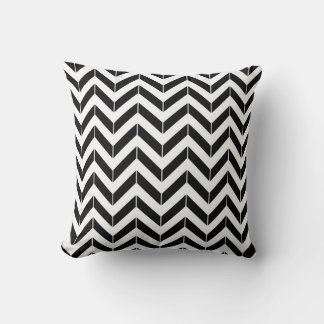 herringbone pattern black and white pattern pillow