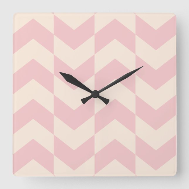 Herringbone Pattern Blush Pink Clock (Front)