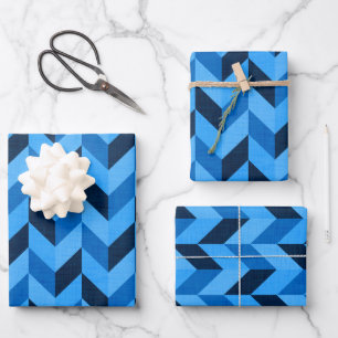 Herringbone pattern in blue wrapping paper sheet