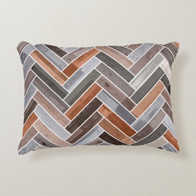 Herringbone Pattern in Earthen Rock Colours Accent Pillow (Front)