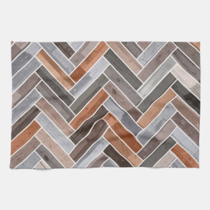 Herringbone Pattern in Earthen Rock Colours Kitchen Towel