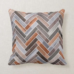 Herringbone Pattern in Earthen Rock Colours Throw Pillow