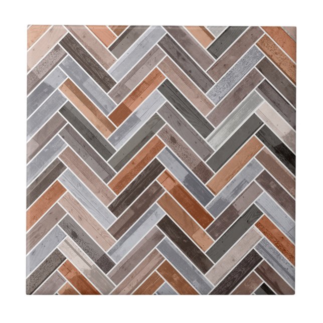 Herringbone Pattern in Earthen Rock Colours Tile (Front)