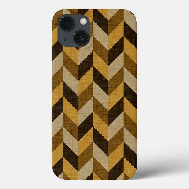Herringbone pattern in golden & brown Case-Mate iPhone case (Back)
