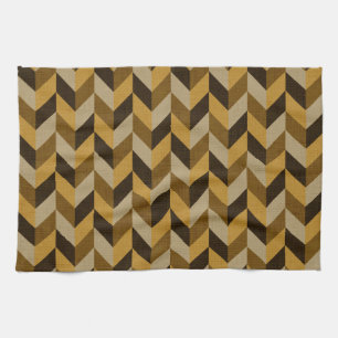 Herringbone pattern in golden & brown kitchen towel
