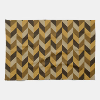 Herringbone pattern in golden & brown kitchen towel